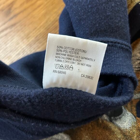 Vtg 90s Navy Blue Pullover Crew Sweatshirt Deer Buck Head Mens Size XL Nature - Picture 3 of 5